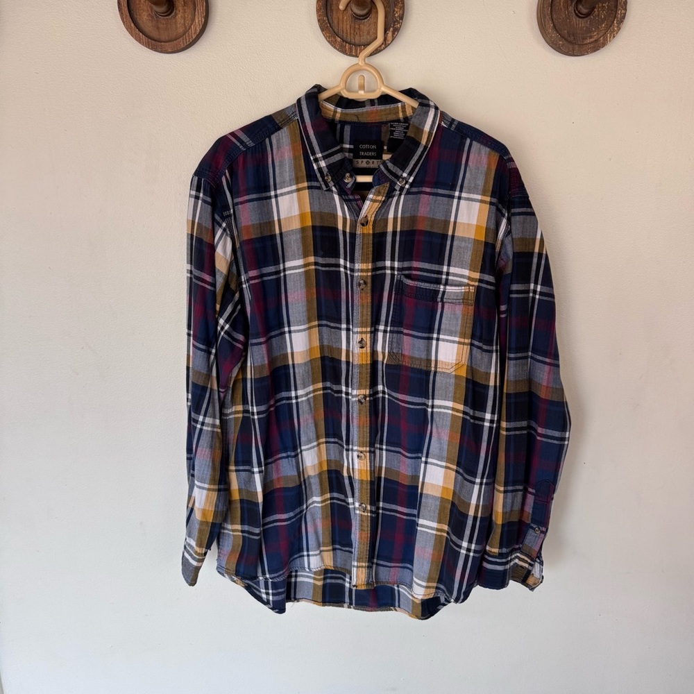 Vintage cotton traders sport colorful plaid button up size XL